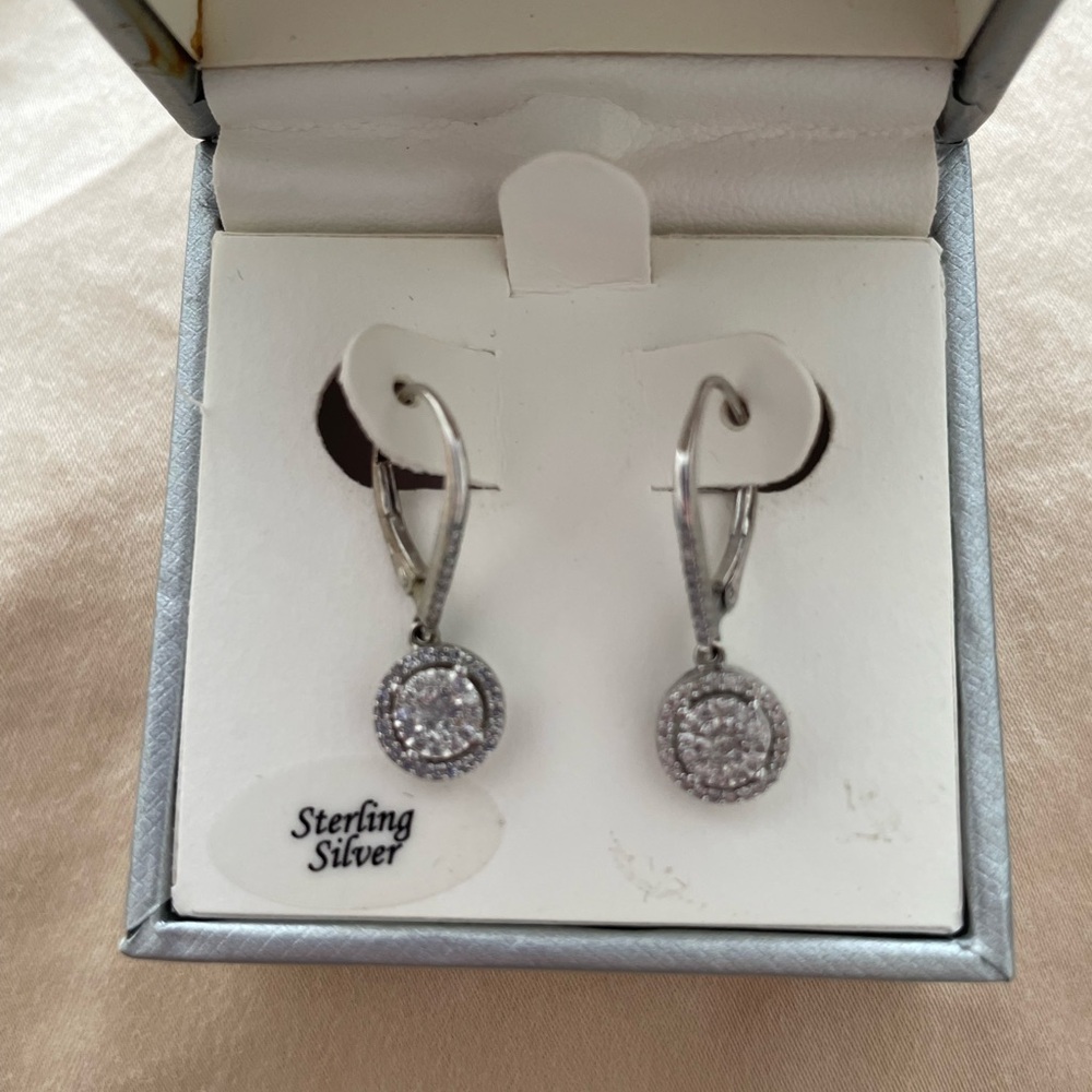 Diamond Cluster Drop Earrings